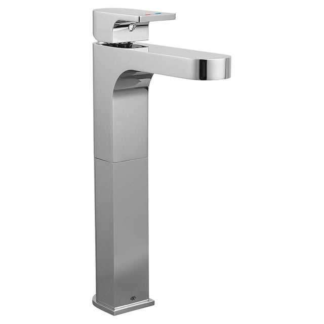 DXV - Equility Single Handle Vessel Bathroom Faucet with Indicator Markings and Lever Handle - Polished Chrome