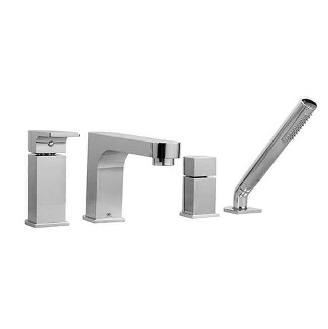 DXV - Equility Single Handle Deck Mount Bathtub Faucet with Hand Shower and Lever Handle - Polished Chrome