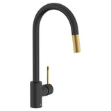 DXV - EtreE Single Handle Pull-Down Kitchen Faucet with Lever Handle - Matte Black With Satin Brass