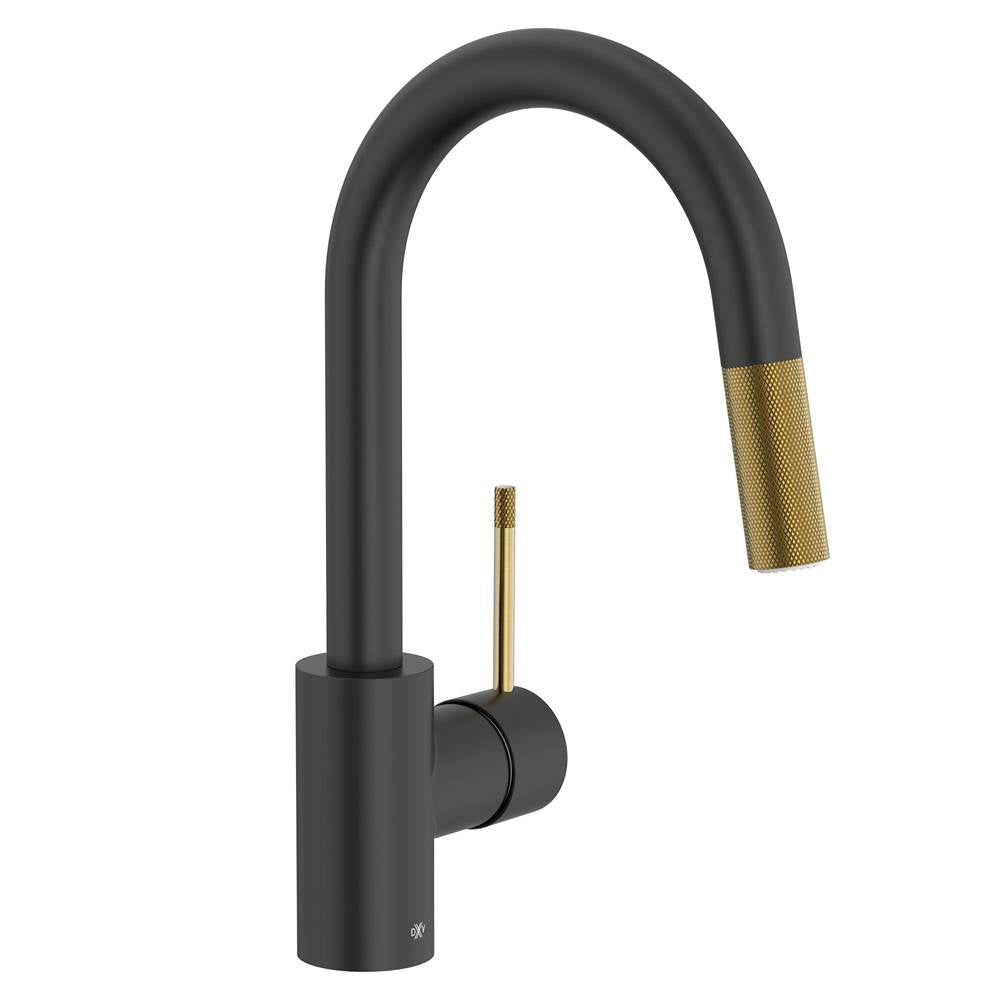 DXV - EtreE Single Handle Bar Faucet with Lever Handle - Matte Black With Satin Brass