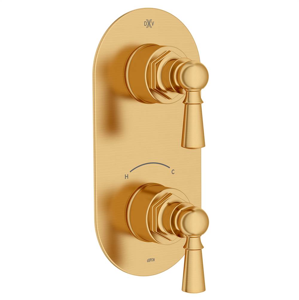 DXV - Oak Hill 2-Handle Thermostatic Valve Trim Only with Lever Handles - Satin Brass