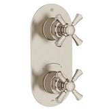 DXV - Oak Hill 2-Handle Thermostatic Valve Trim Only with Cross Handles - Brushed Nickel