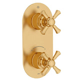 DXV - Oak Hill 2-Handle Thermostatic Valve Trim Only with Cross Handles - Satin Brass