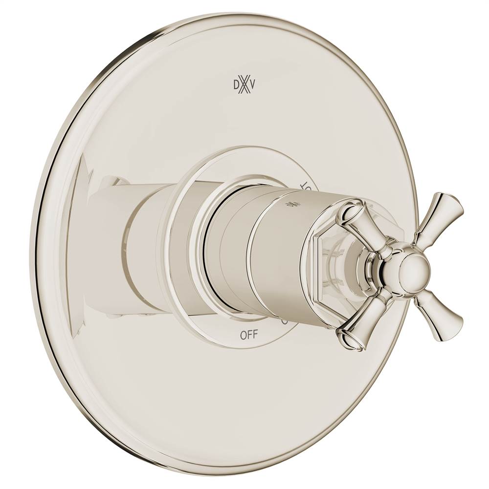 DXV - Oak Hill Single Handle Pressure Balance Valve Trim Only with Cross Handle - Platinum Nickel
