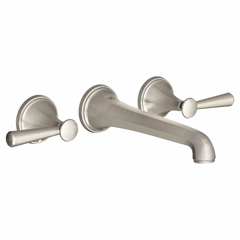 DXV - Fitzgerald 2-Handle Wall Mount Widespread Bathroom Faucet with Lever Handles - Platinum Nickel