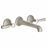 DXV - Fitzgerald 2-Handle Wall Mount Widespread Bathroom Faucet with Lever Handles - Platinum Nickel