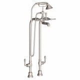 DXV - Fitzgerald Floor Mount Bathtub Filler with Hand Shower and Lever Handles - Platinum Nickel