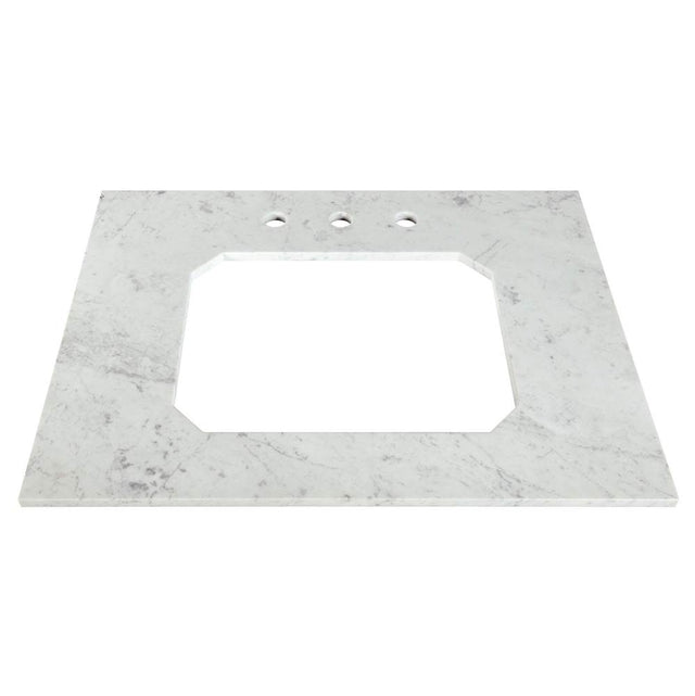 DXV - Belshire 30 in. Carrara Marble Vanity Top, 3 Hole - Carrara Marble