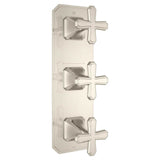 DXV - Belshire 3-Handle Thermostatic Valve Trim Only with Cross Handles - Platinum Nickel