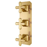 DXV - Belshire 3-Handle Thermostatic Valve Trim Only with Cross Handles - Satin Brass