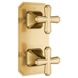 DXV - Belshire 2-Handle Thermostatic Valve Trim Only with Cross Handles - Satin Brass