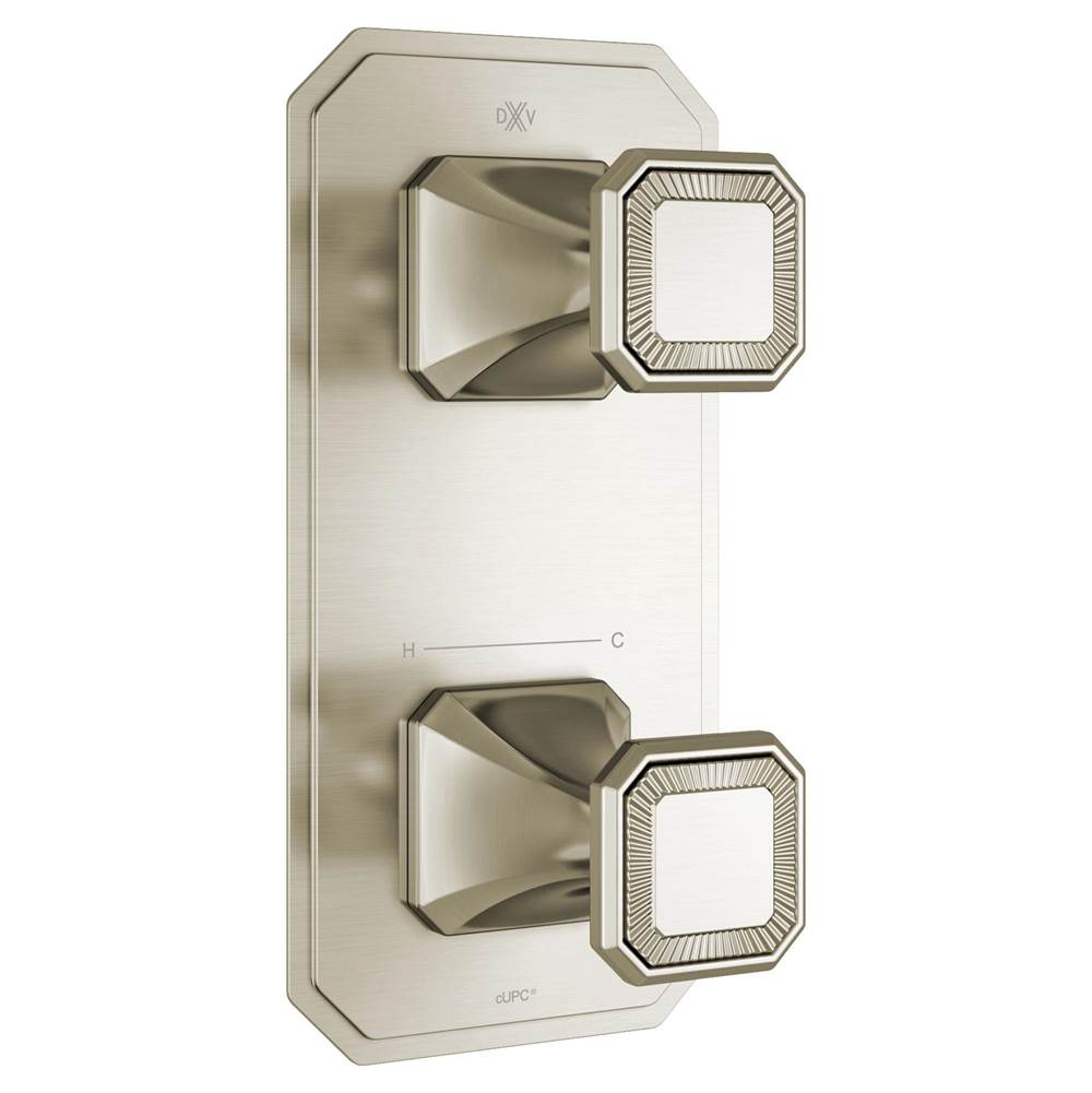 DXV - Belshire 2-Handle Thermostatic Valve Trim Only with Cushion Handles - Brushed Nickel