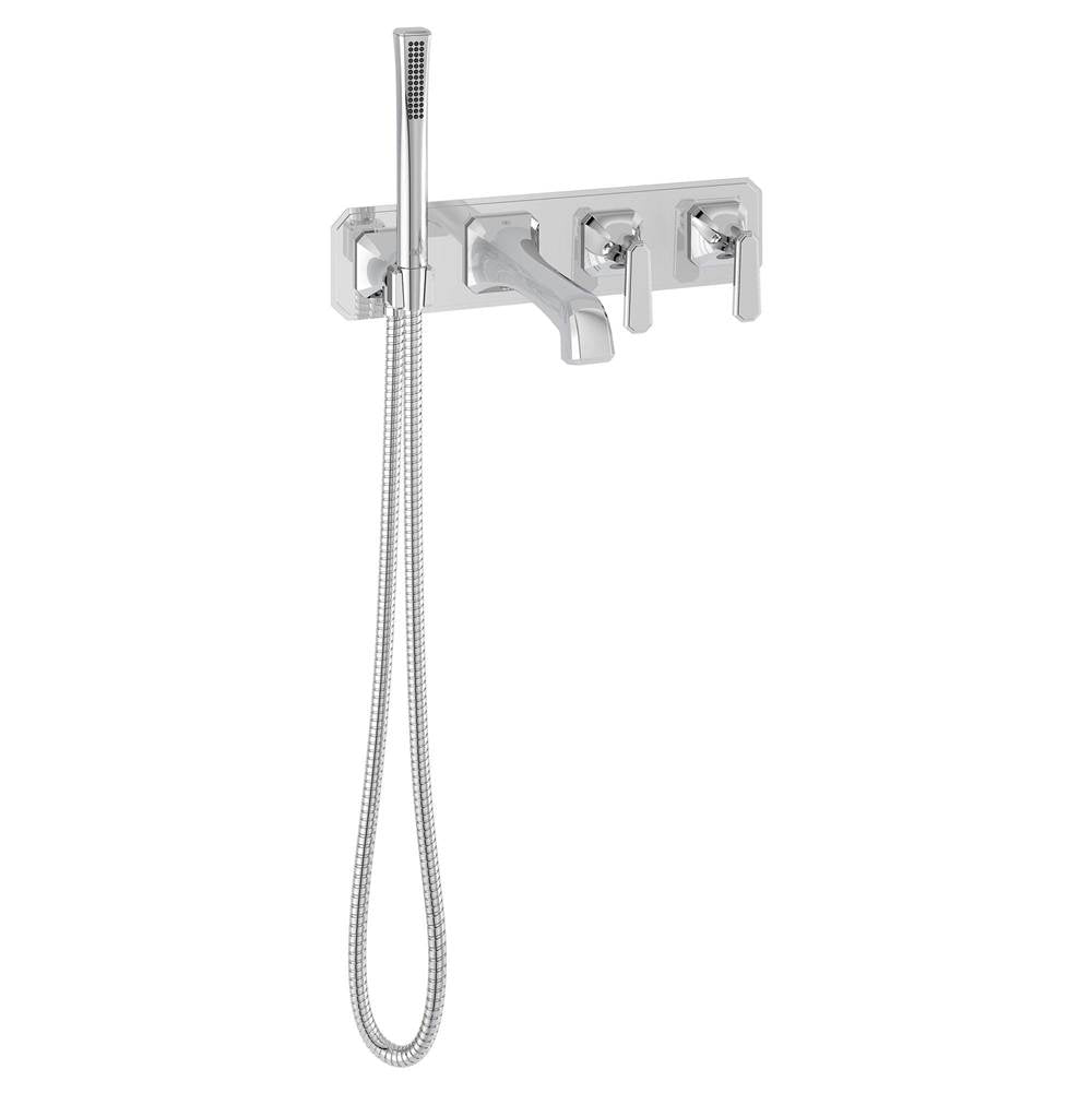 DXV - Belshire 2-Handle Wall Mount Bathtub Faucet with Hand Shower and Lever Handles - Polished Chrome