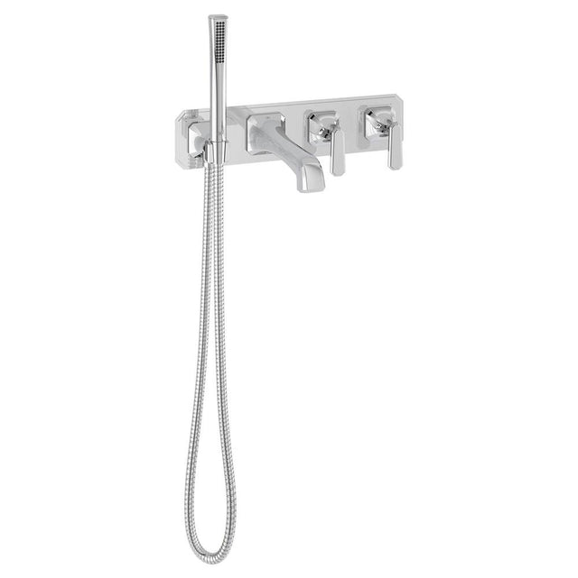 DXV - Belshire 2-Handle Wall Mount Bathtub Faucet with Hand Shower and Lever Handles - Polished Chrome