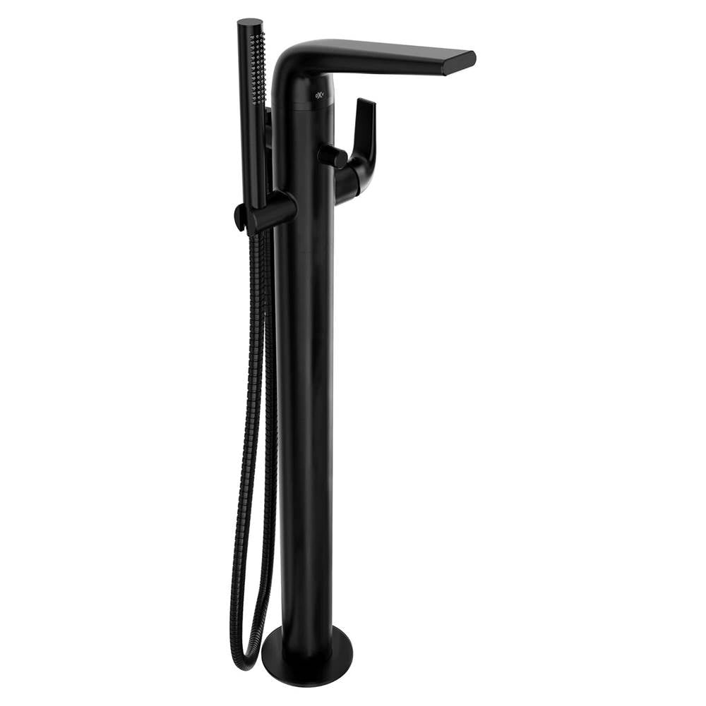DXV - DXV Modulus Single Handle Floor Mount Bathtub Filler with Hand Shower and Lever Handle - Matte Black