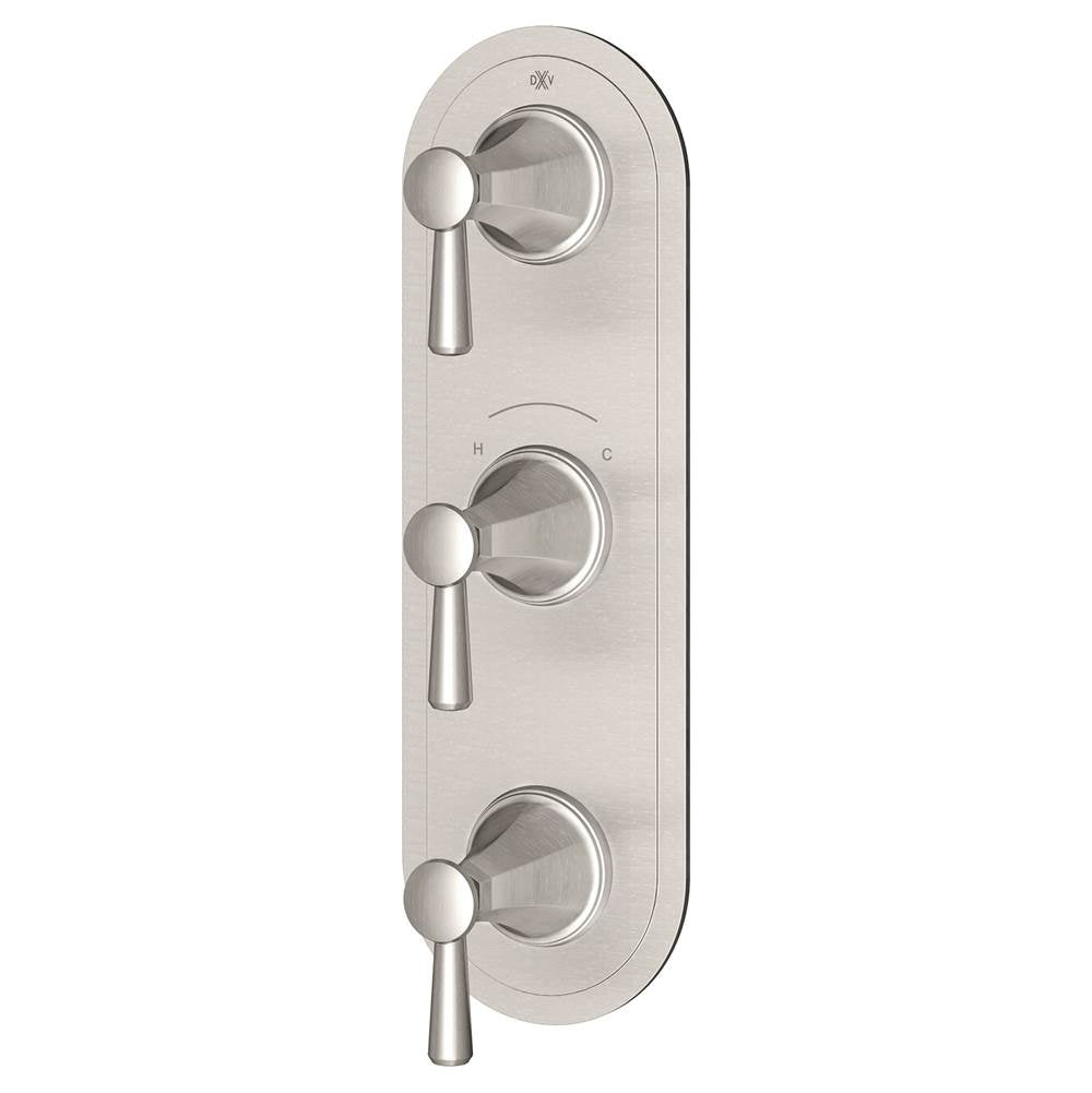 DXV - Fitzgerald 3-Handle Thermostatic Valve Trim Only with Lever Handles - Brushed Nickel