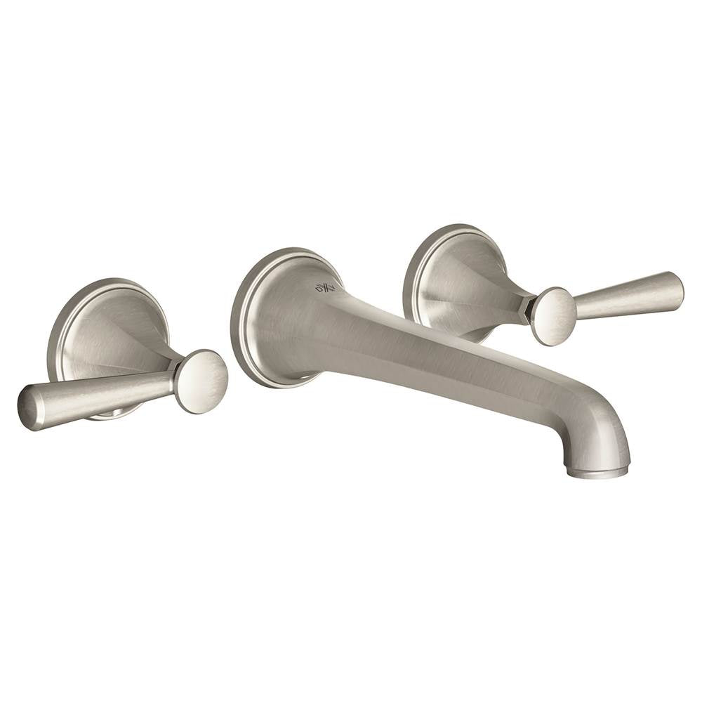 DXV - Fitzgerald 2-Handle Wall Mount Widespread Bathroom Faucet with Lever Handles - Brushed Nickel
