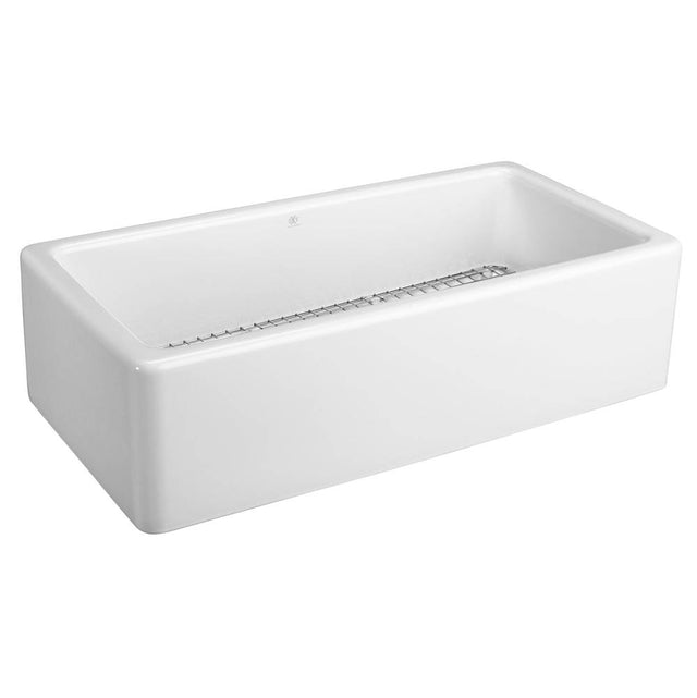 DXV - Hillside 36 in. Apron Kitchen Sink with Offset Drain - Canvas White