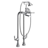 DXV - Traditional Floor Mount Bathtub Filler with Hand Shower and Ashbee Lever Handles - Platinum Nickel