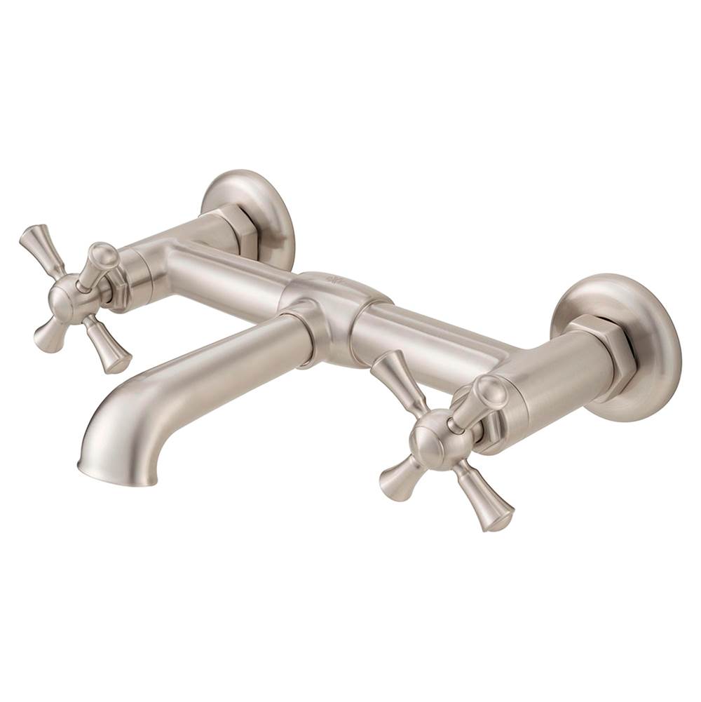 Oak Hill 2-Handle Wall Mount Bathroom Faucet with Cross Handles