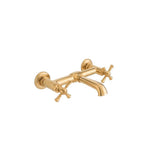 DXV - Oak Hill 2-Handle Wall Mount Bathroom Faucet with Cross Handles - Satin Brass