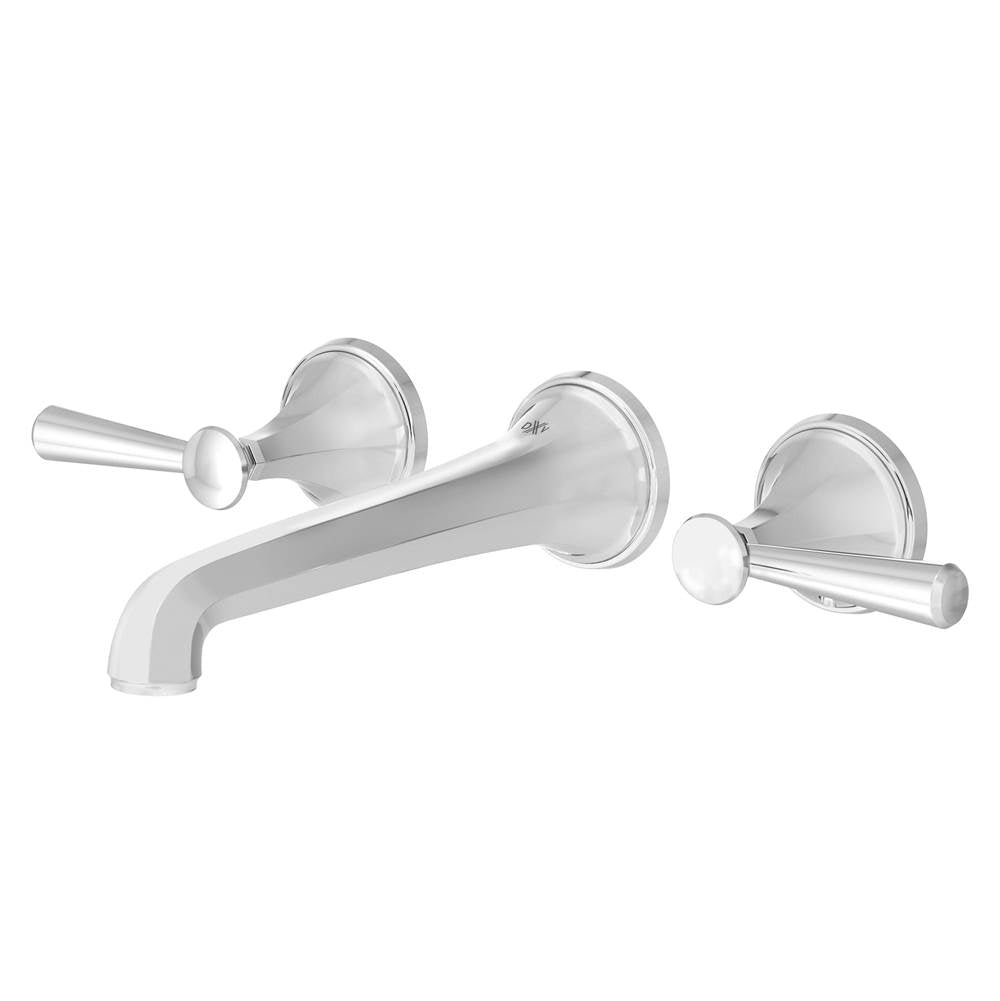 Fitzgerald 2-Handle Wall Mount Widespread Bathroom Faucet with Lever Handles