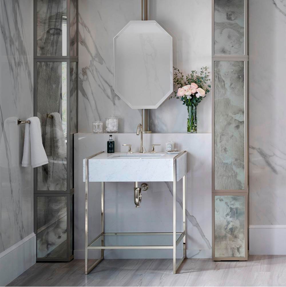 Belshire 30 in. Console Legs with Glass Shelf