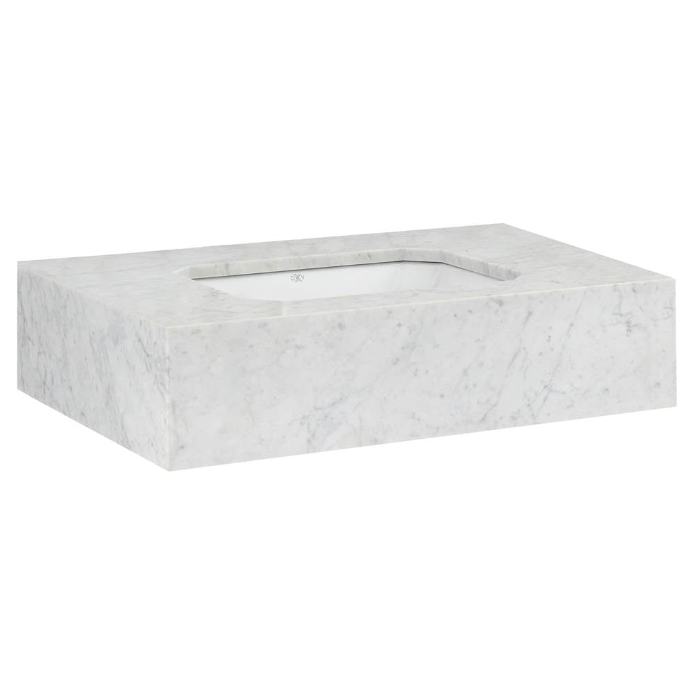 Belshire 30 in. Carrara Marble Console Top, No Hole