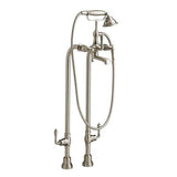 Transitional Floor Mount Bathtub Filler with Hand Shower and Randall Lever Handles