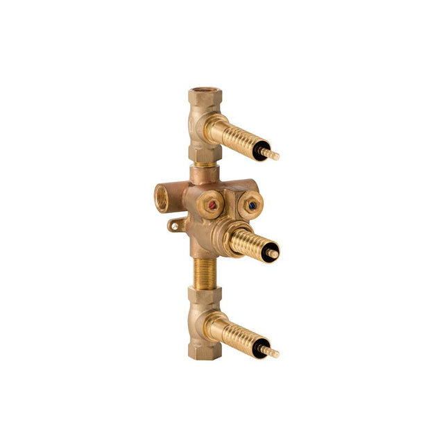 DXV - 3-Handle Thermostatic Rough Valve with 2 Volume Controls - Unfinished