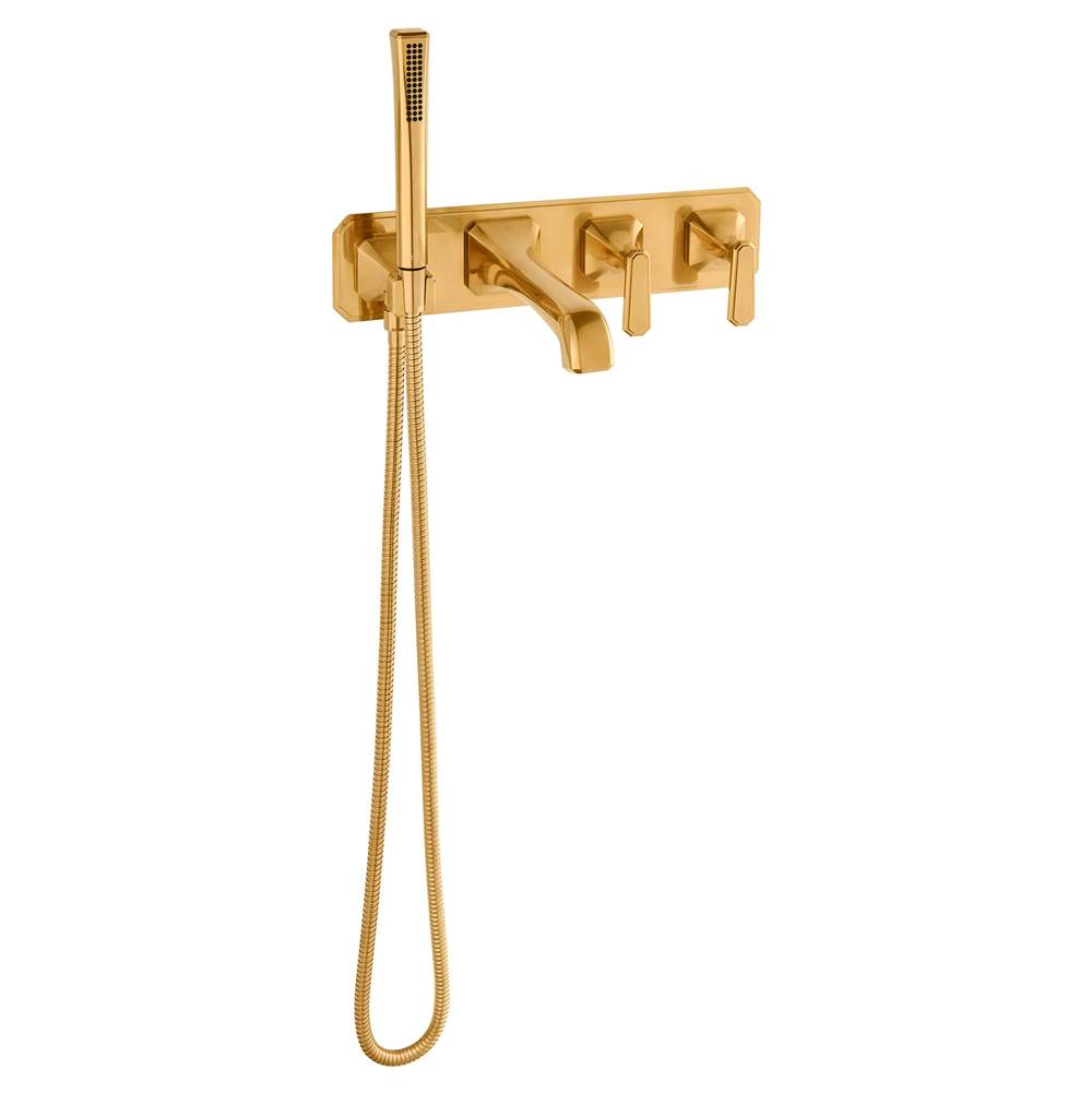 Belshire 2-Handle Wall Mount Bathtub Faucet with Hand Shower and Lever Handles