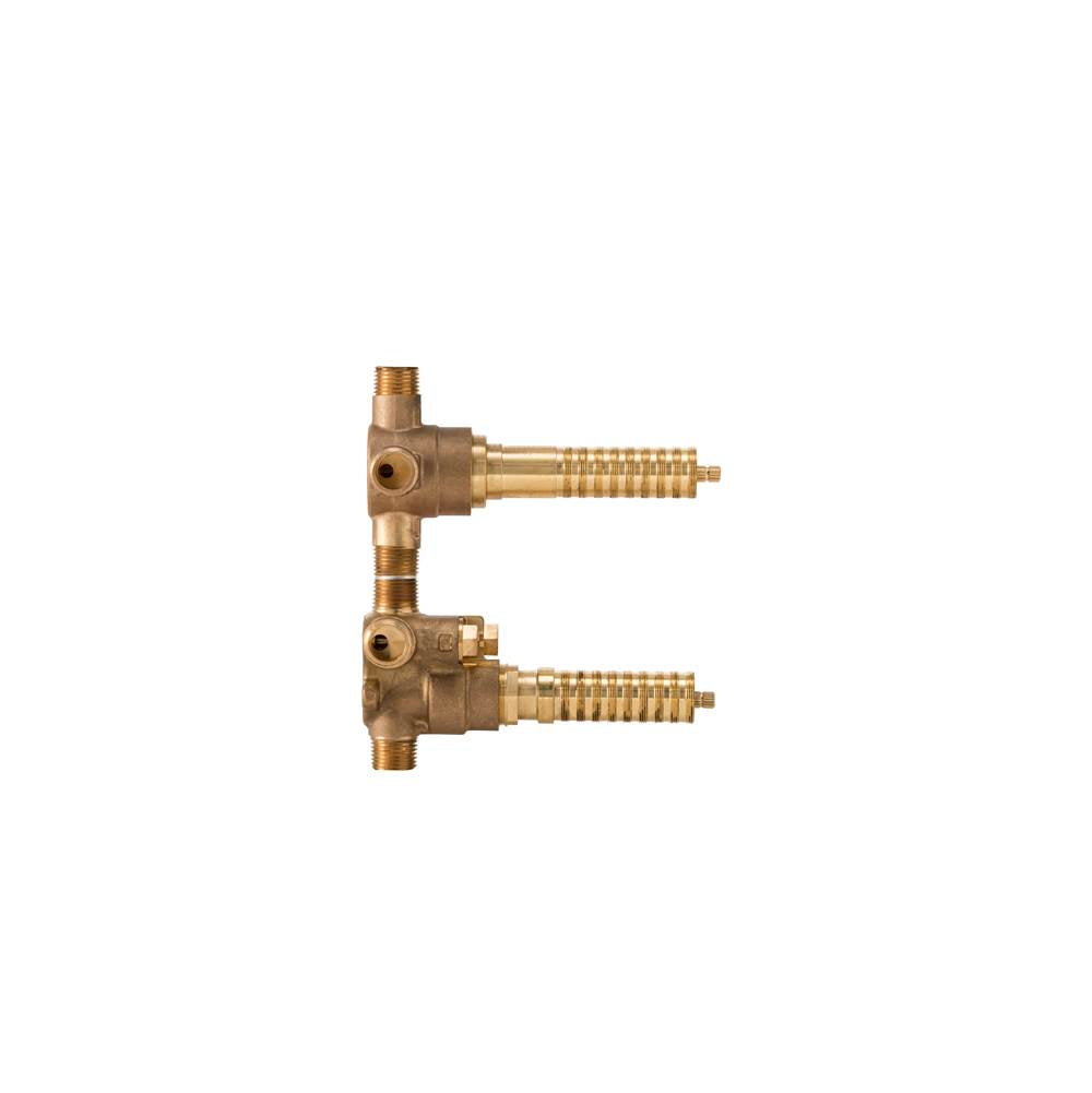 DXV - 2-Handle Thermostatic Rough Valve with 3-Way Diverter Shared Functions - Unfinished