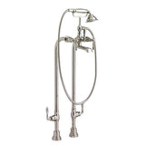 Transitional Floor Mount Bathtub Filler with Hand Shower and Randall Lever Handles
