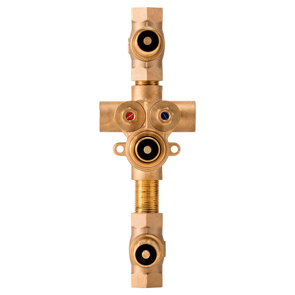 3-Handle Thermostatic Rough Valve with 2 Volume Controls