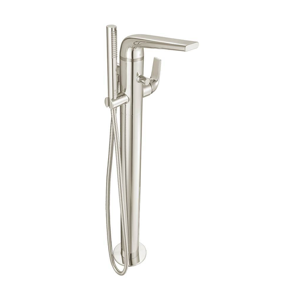 DXV - DXV Modulus Single Handle Floor Mount Bathtub Filler with Hand Shower and Lever Handle - Platinum Nickel