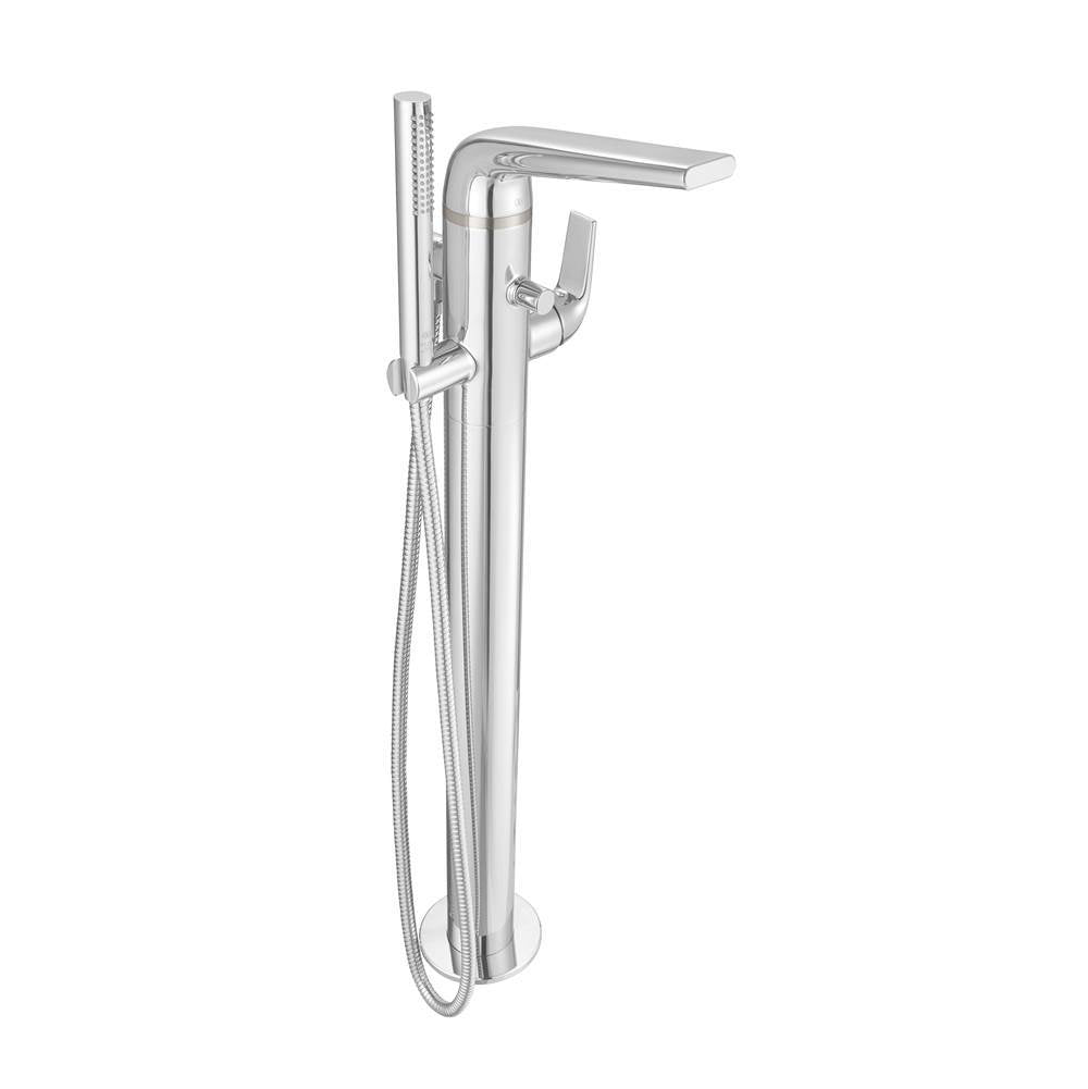 DXV - DXV Modulus Single Handle Floor Mount Bathtub Filler with Hand Shower and Lever Handle - Polished Chrome