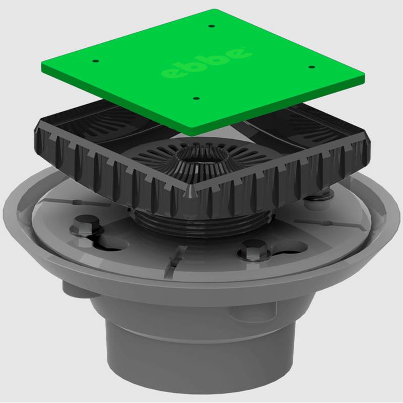 Ebbe - PVC Clamp Collar Drain Bundle - (PVC Clamp Collar Drain Base and Ebbe Square Riser) - No Finish