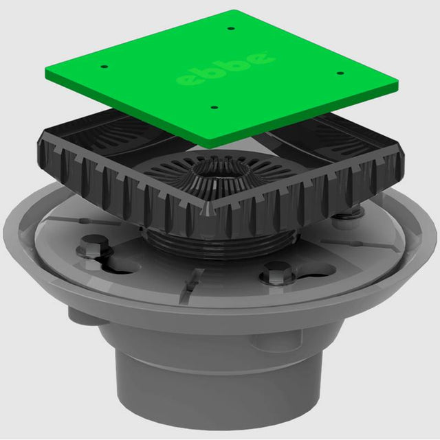 Ebbe - PVC Clamp Collar Drain Bundle - (PVC Clamp Collar Drain Base and Ebbe Square Riser) - No Finish