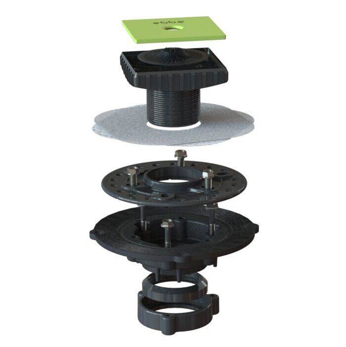 Ebbe - Ebbe Square Drain Hot Mop Bundle (Compression Seal Drain and Square Riser)