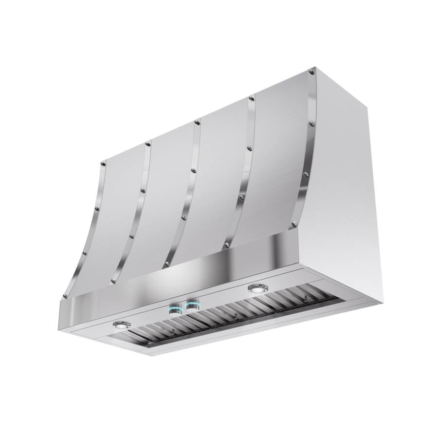 Elica - Catania 36'' wide x 34'' tall x 22  1/8'' deep, SS, Mirror Stainless Rim/ 4 bands/ rivets - MUST ORDER ETR634SS OR ETR134S1