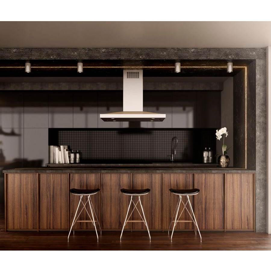 Elica - Salice Wall Mount Range Hood - Stainless and Black Glass
