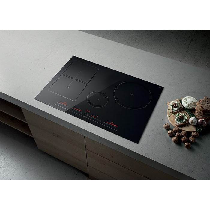 Elica - Golden - Electronic Black Glass Touch Control, 9 Temperature Levels, 4 Burner With Bridge.  Stream Automatic Hood Function Technology...