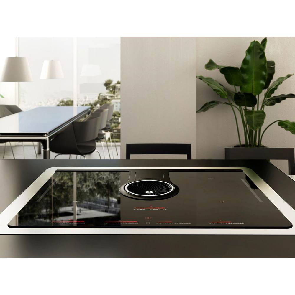 Elica - Nikola Tesla -  Electronic Black Glass Touch Control, 9 Temperature Levels, 4 Burner With Bridge.  Stream Automatic Hood Function Technology...