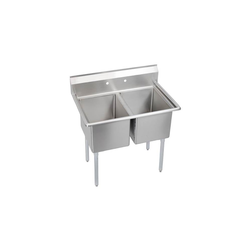 Elkay - 2 Compartment Sink, 43X24 OA, 18X18 Bowl, 12 Deep, No DBs, SS Legs, 16 GA 300 Series SS, NSF - No.4 Finish