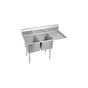 Elkay - 2 Compartment Sink, 65X24 OA, 18X18 Bowl, 12 Deep, Right 24'' DBs, SS Legs, 16 GA 300 Series SS, NSF - No.4 Finish
