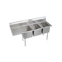 Elkay - 3 Compartment Sink, 73X26 OA, 16X20 Bowl, 14 Deep, Left 18'' DB, SS Legs, 16 GA 300 Series SS, NSF - No.4 Finish