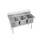 Elkay - 3 Compartment Sink, 63X30 OA, 18X24 Bowl, 14 Deep, No DBs, SS Legs, 16 GA 300 Series SS, NSF - No.4 Finish