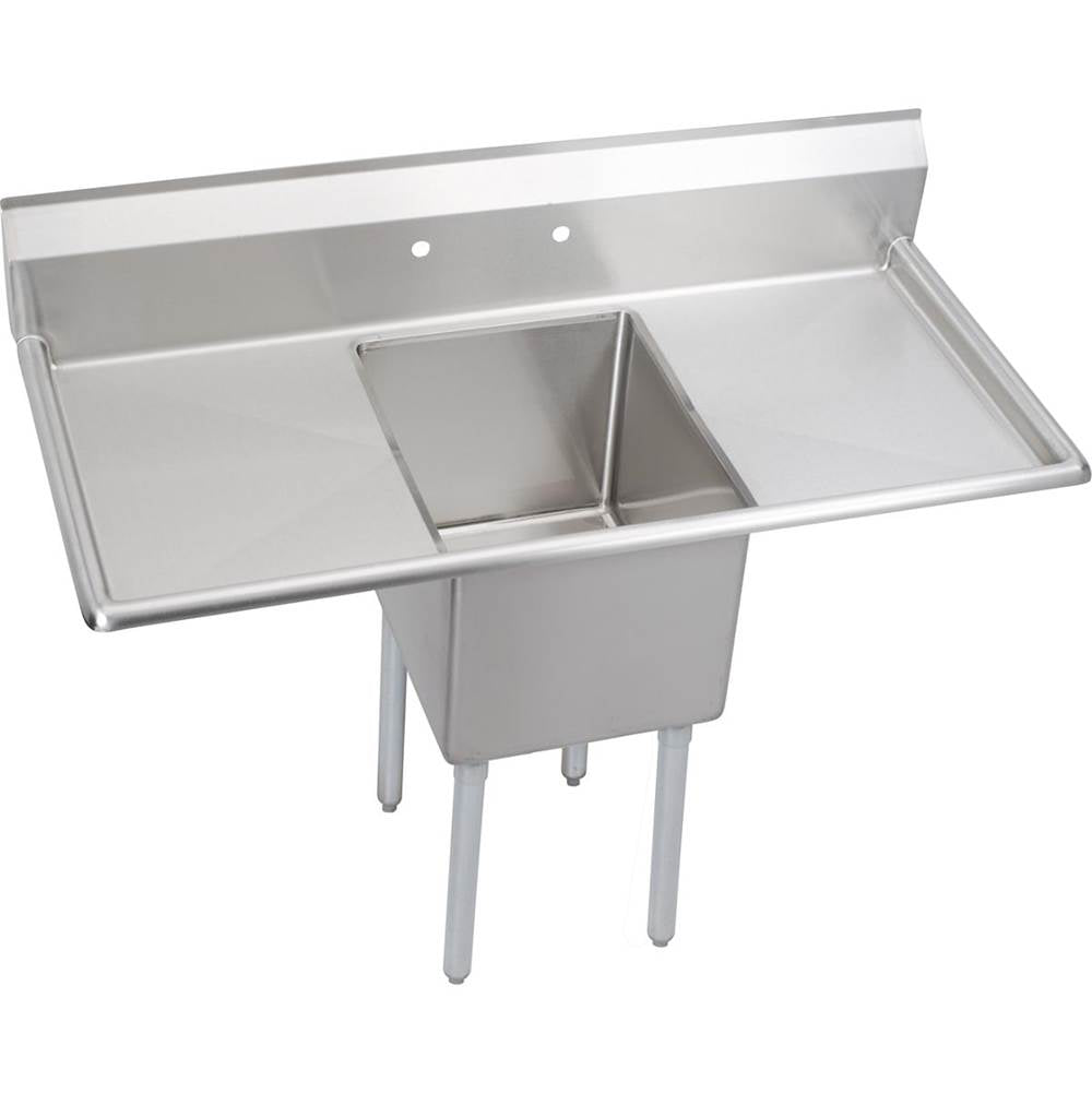 Elkay - 1 Compartment Sink, 54X30 OA, 18X18 Bowl, 12 Deep, L & R 18'' DBs, SS Legs, 16 GA 300 Series SS, NSF - No.4 Finish