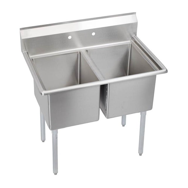 Elkay - 2 Compartment Sink, 43X30 OA, 18X24 Bowl, 12 Deep, No DBs, SS Legs, 16 GA 300 Series SS, NSF - No.4 Finish