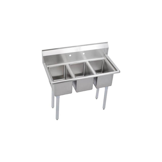 Elkay - 3 Compartment Sink, 45X22 OA, 12X16 Bowl, 10 Deep, No DBs, SS Legs, 16 GA 300 Series SS, NSF - No.4 Finish